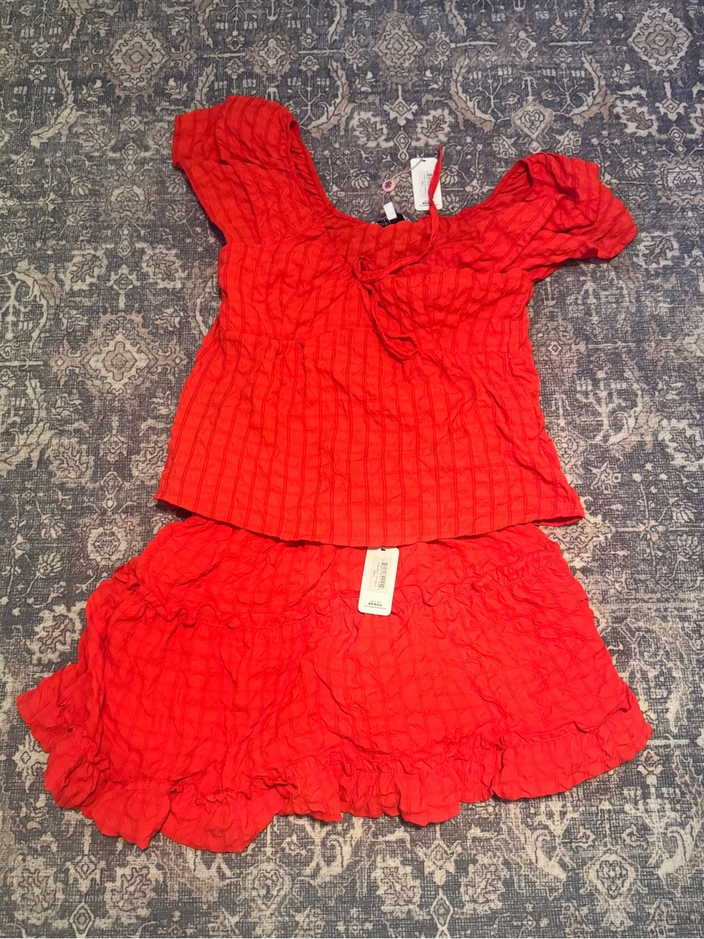 Simply Southern Red Sleeveless Smocked Tank Top and Matching Skirt
